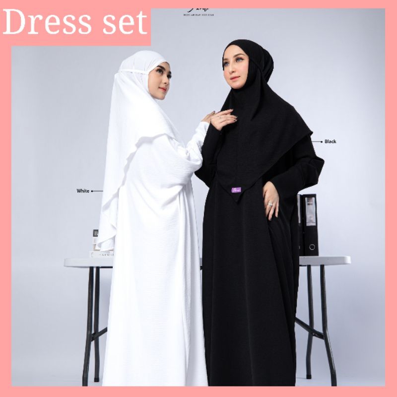 DRESS SET ARRAFI || MADEENA DRESS SET GAMIS PLUS HIJAB TERBARU || DRESS HIJAB BAHAN AIR FLOW POLOS S