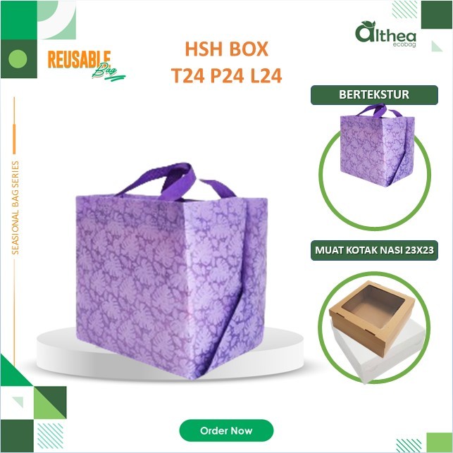 

ATHEA Tas Hajatan Tas Kotak Nasi | Tas Selamatan Box Nasi 22x22 | Tas Besek Spunbond | Tas Spunbond Texture 24x24x24
