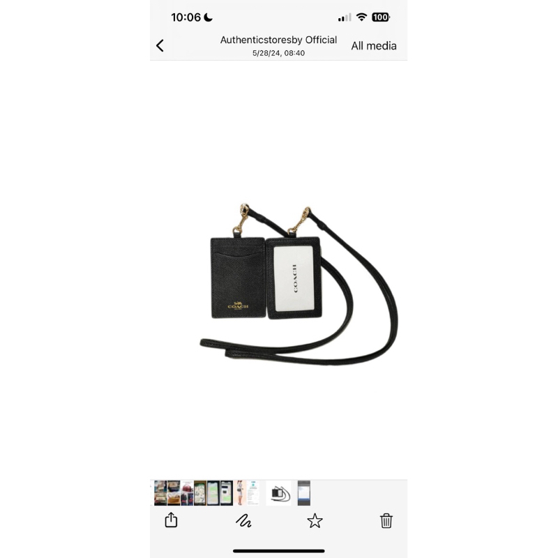 

coach lanyard ID black saffiano