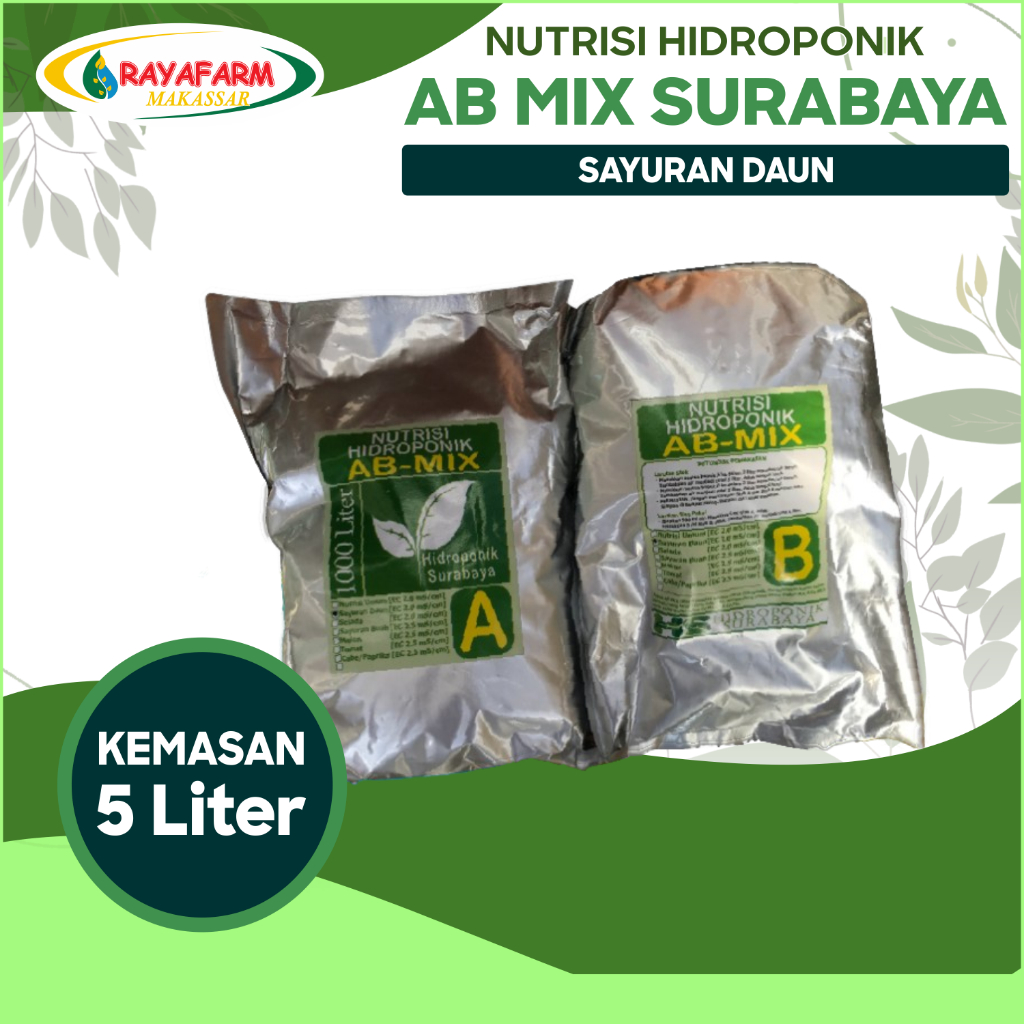 PUPUK AB MIX HIDROPONIK SURABAYA KEMASAN 5 LITER