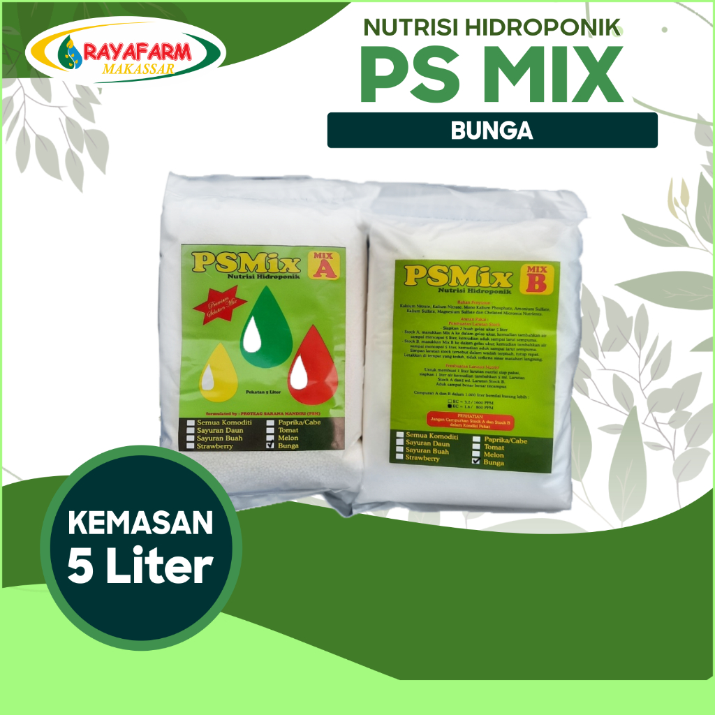 Nutrisi Hidroponik PSMix Bunga 5 Liter