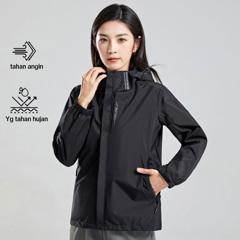 RAGA Jaket Olahraga Wanita Jaket Ritsleting Anti Air Anti Angin Jaket Motor