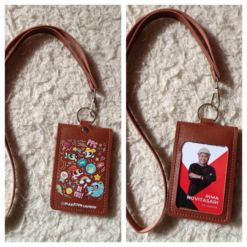 

ID Card plus Holder Casing Kulit Sintetis custom print, Paket Fullset