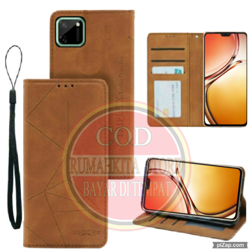 CASE HP REALME C11 MOTIF MAGNET CASE KULIT - CASING DOMPET-FLIP COVER-SARUNG HP