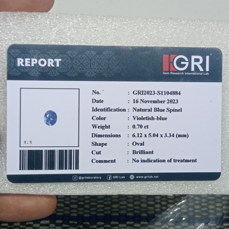 Natural Blue Spinel Batu Permata Asli Spinel Memo GRI lab No Treatment