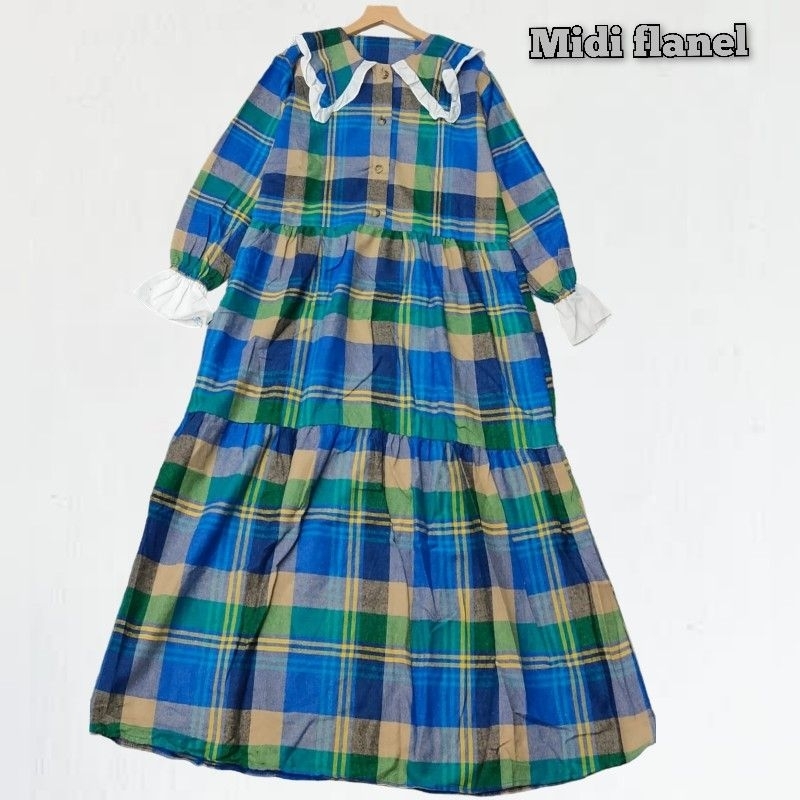 MIDI DRES KOTAK FLANEL