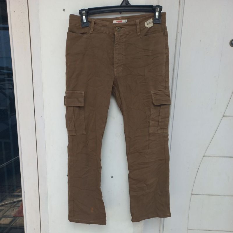 Celana Panjang Wanita Cargo branded coklat tua