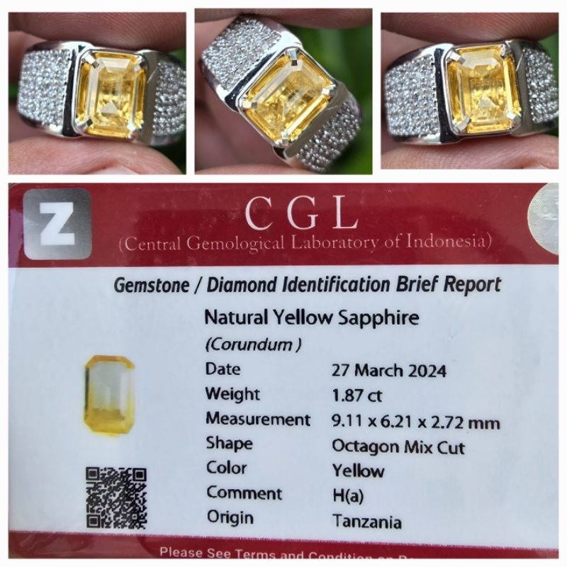 Natural Yellow Sapphire Tanzania Memo 1.87 crt