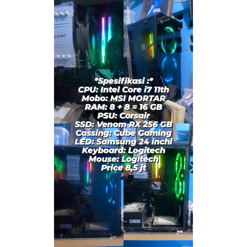 Komputer Rakitan Intel Core i7 Gen 11 | RAM DDR4 16 GB | SSD 1 TB
