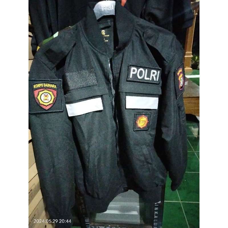 Jaket Hitam / Jaket Motor / Jaket Jatah Polri Sabhara Pembagian
