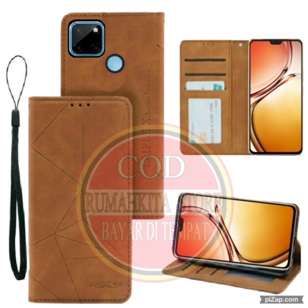 CASE HP REALME C21Y MOTIF MAGNET KULIT - CASING DOMPET-FLIP COVER-SARUNG HP