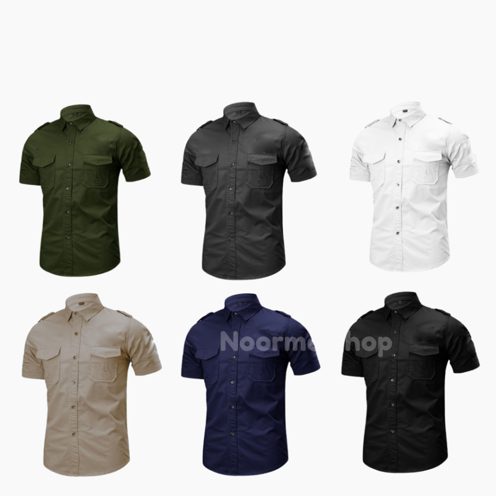 Baju PDH Pria Abu Lengan Pendek S M L XXL 4L 5L - Baju Kerja Pria Formal