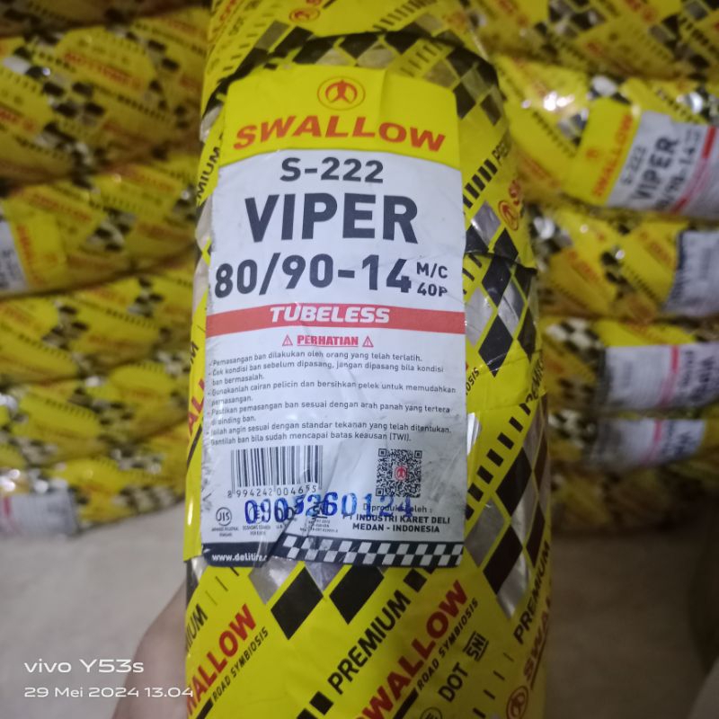 Ban Tubeless ring 14 Viper SWALLOW 80/90-14/Ban luar Tubeless SWALLOW 80/90-14