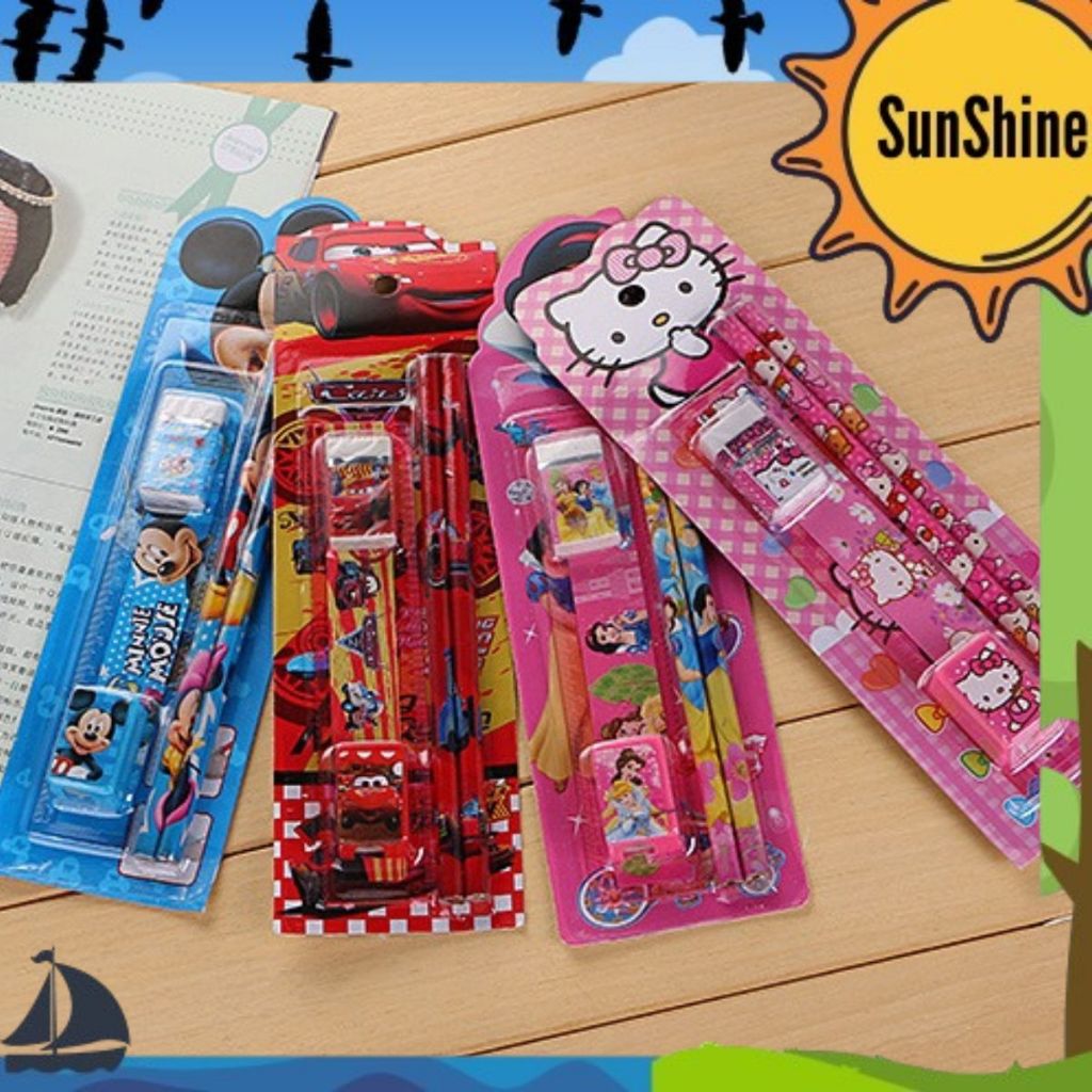 

✨Sunshine Fancy✨ Set Alat Tulis / Pensil Set 5 Pcs Motif Karakter S8018