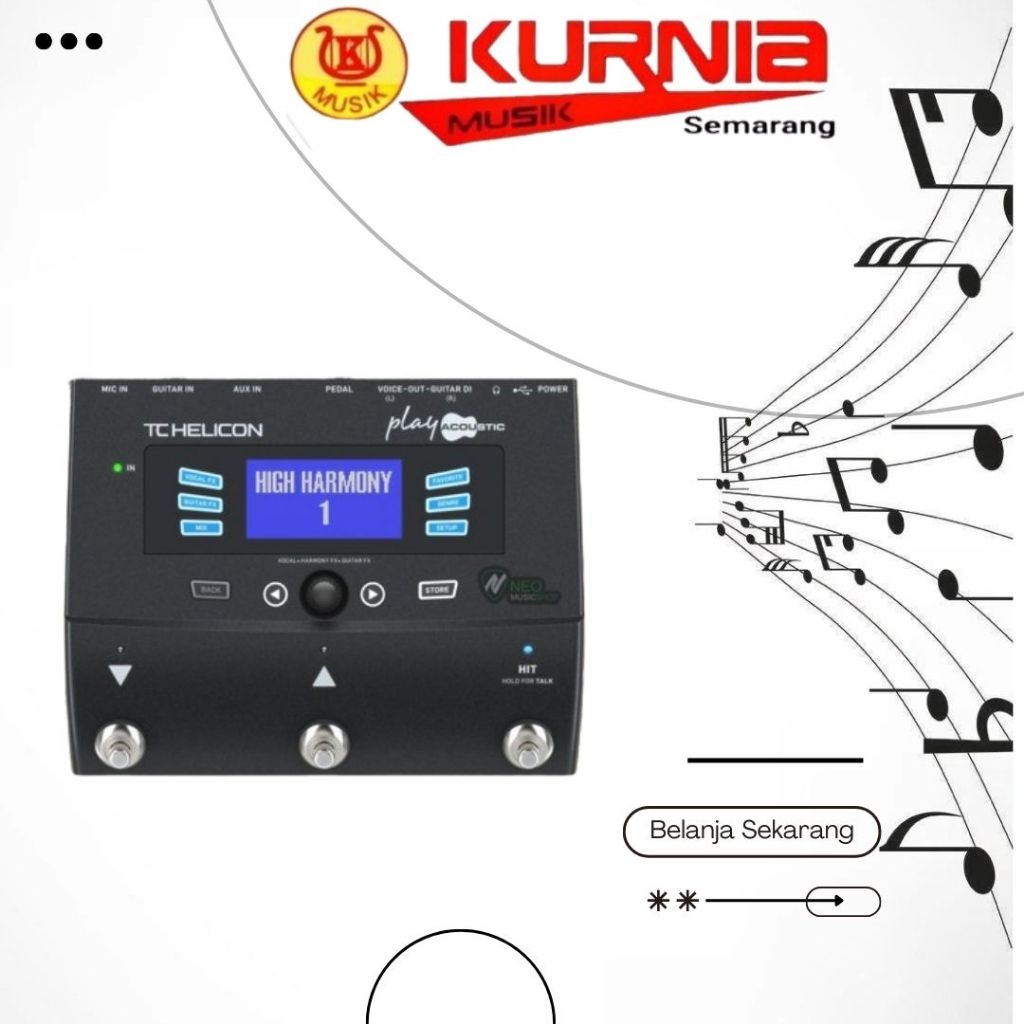 TC HELICON PLAY ACOUSTIC 3-Button Vocal and Acoustic Guitar Effects