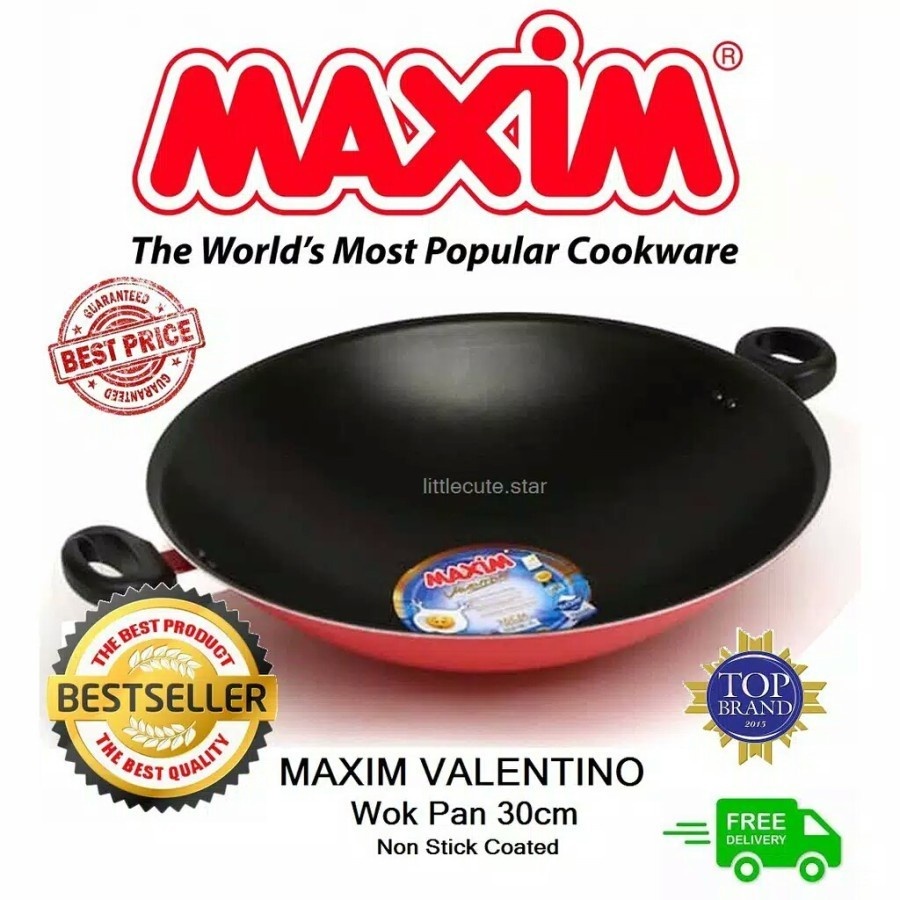 WAJAN MAXIM VALENTINO 30cm | MAXIM Wok 30cm Valentino/ Wajan penggorengan Teflon 30 cm BATAM
