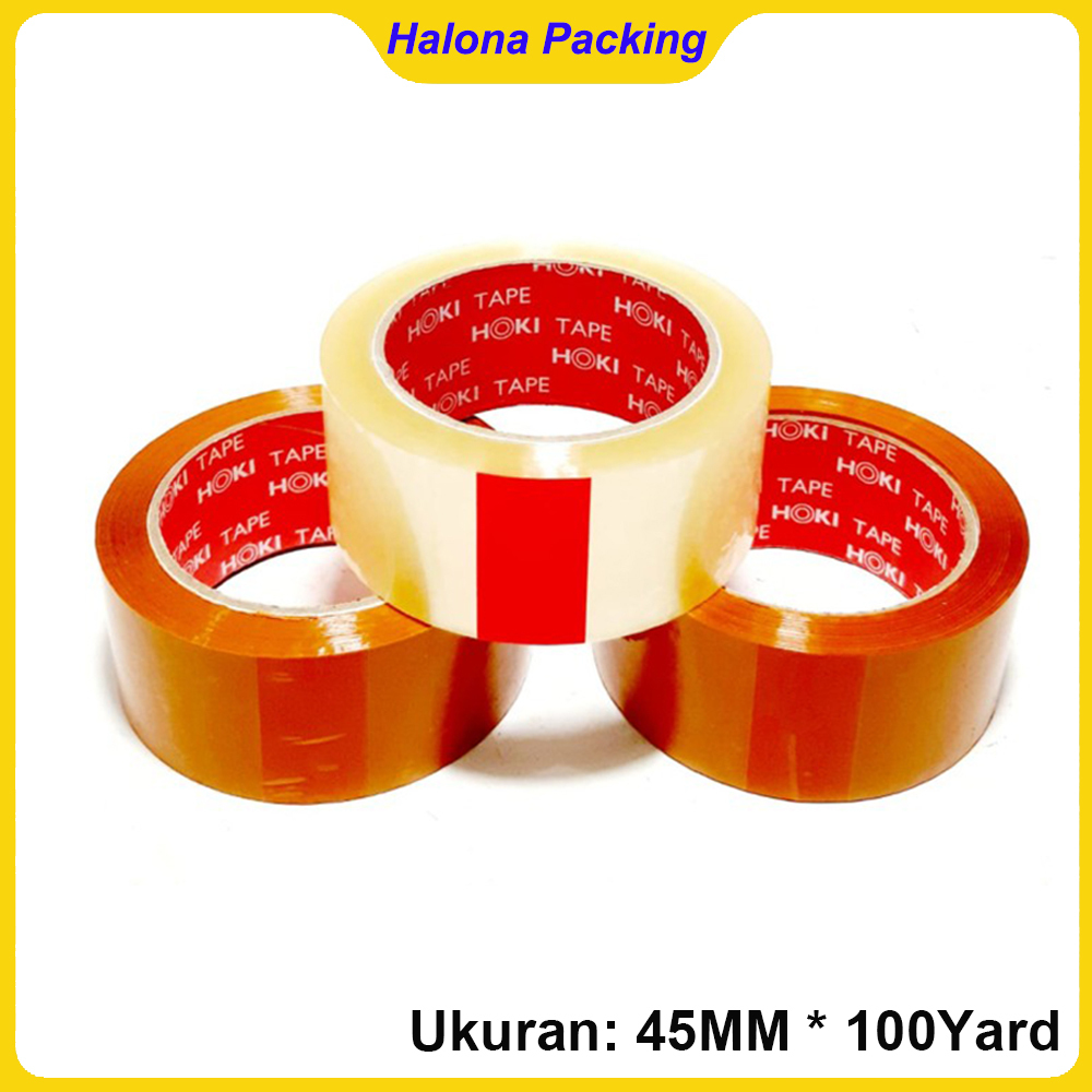 

Lakban bening / Coklat HOKI TAPE 45mm x 100 Yard/120 Yard