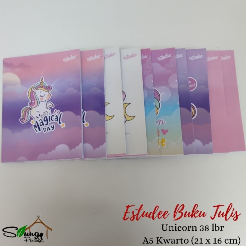 

(isi 10) Buku Tulis / Buku Sekolah Estudee Unicorn Kwarto A5 38 Lembar Original Best Seller