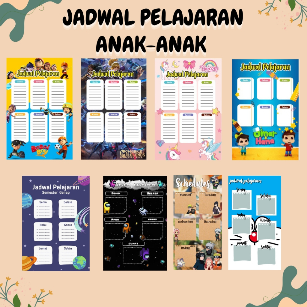 

JADWAL PELAJARAN KARAKTER ANAK | JADWAL PELAJARAN SEKOLAH