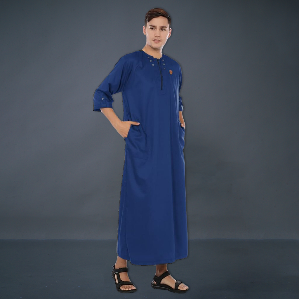 Kawan Muslim - Baju Jubah Gamis Pria Bahan Katun Toyobo Premium Bisa Cod Putih Hitam Hijau Abu-NAVY