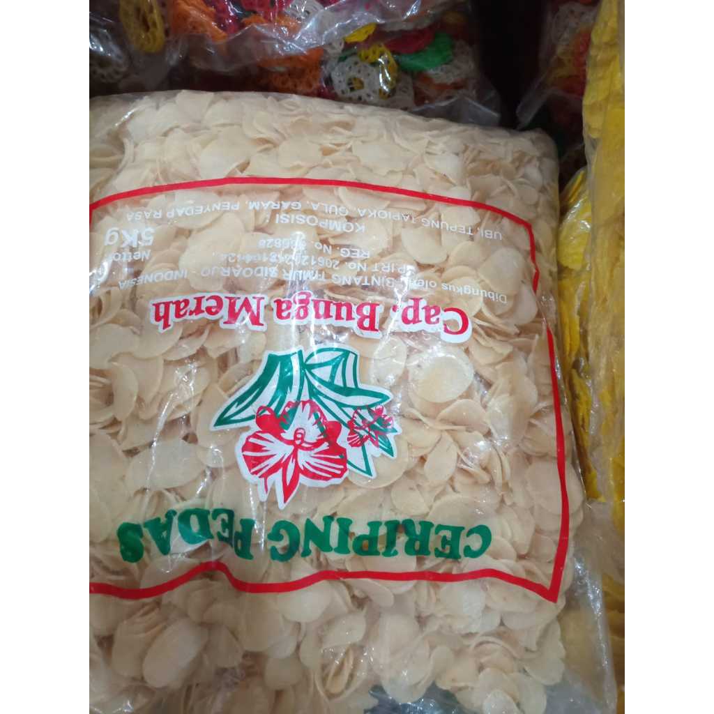 

Kerupuk criping singkong pedas 5kg per ball
