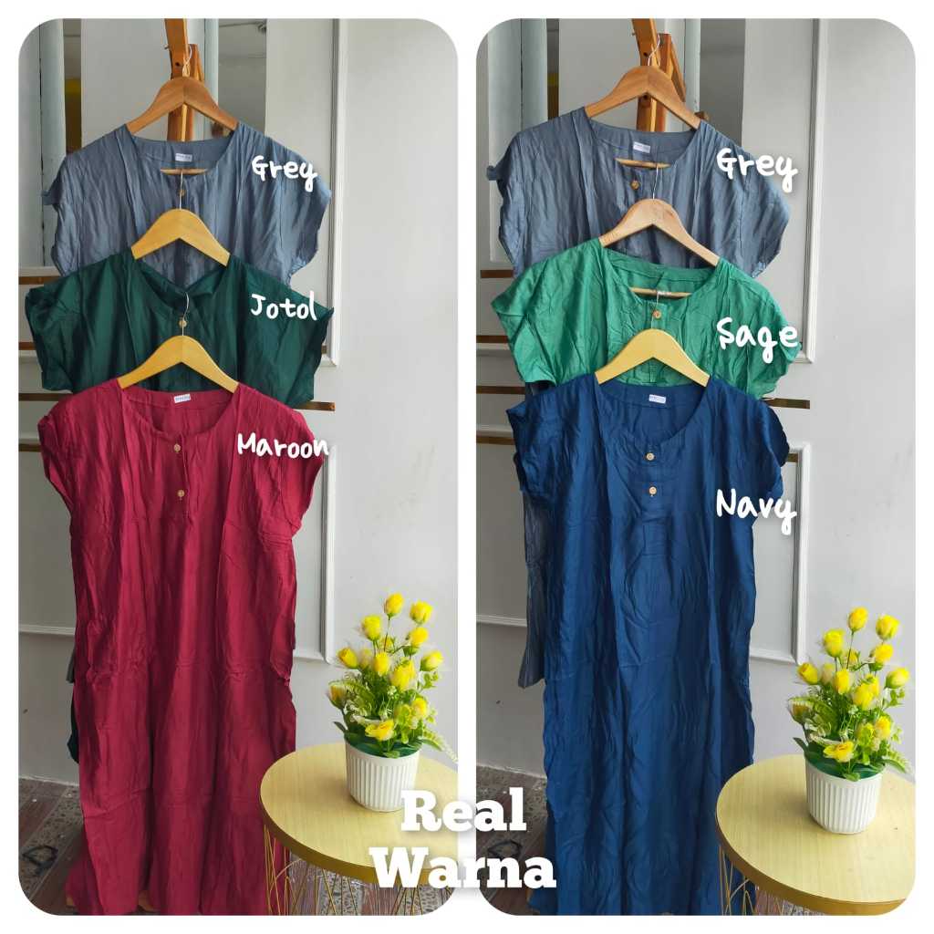 DASTER RAYON PAYUNG POLOS KANCING DEPAN PREMIUM