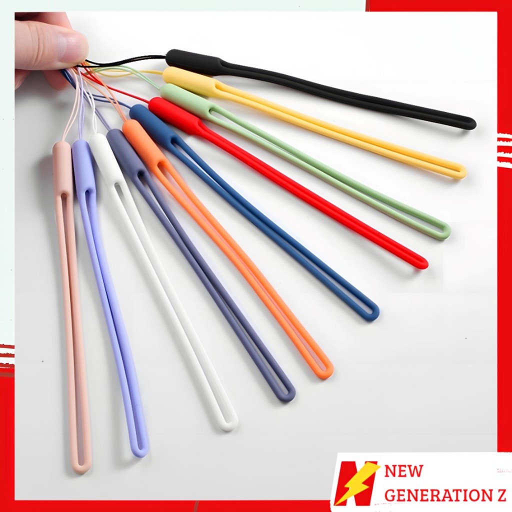 NGZ Tali Gantungan Handphone Pendek Bahan Silikon Lentur Macaron Tali Lanyard Aksesoris HP