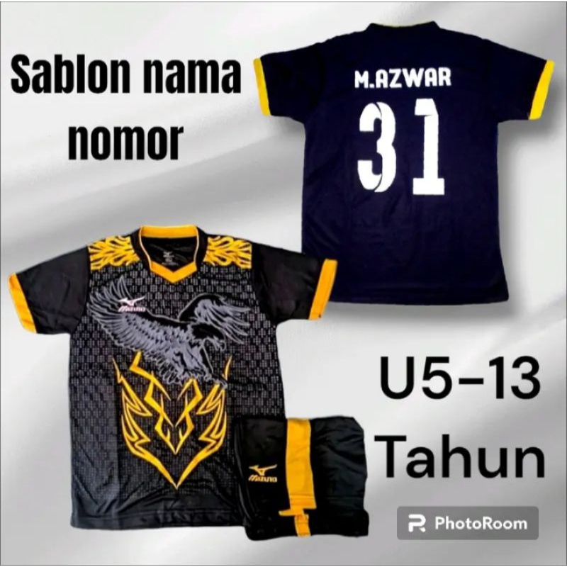 GRATIS SABLON NAMA DAN NOMOR PUNGGUNG PAKAIAN OLAHRAGA ANAK BAJU VOLLY ANAK SD/SMP