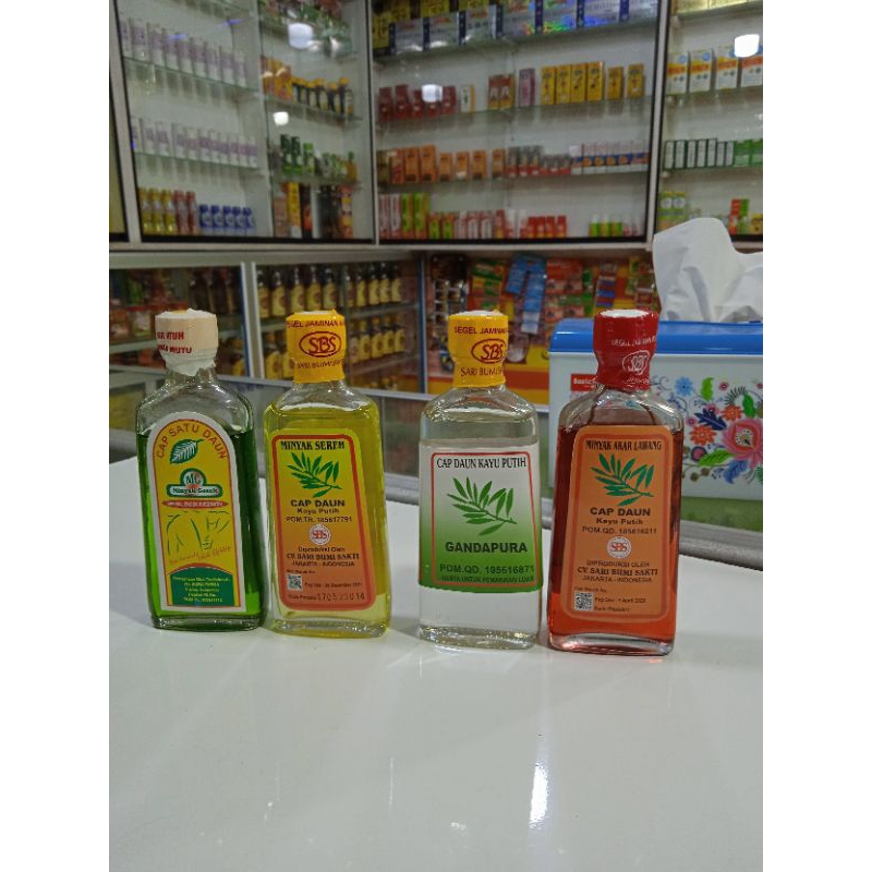 minyak urut sereh, gandapura, akar lawang dan cap satu daun