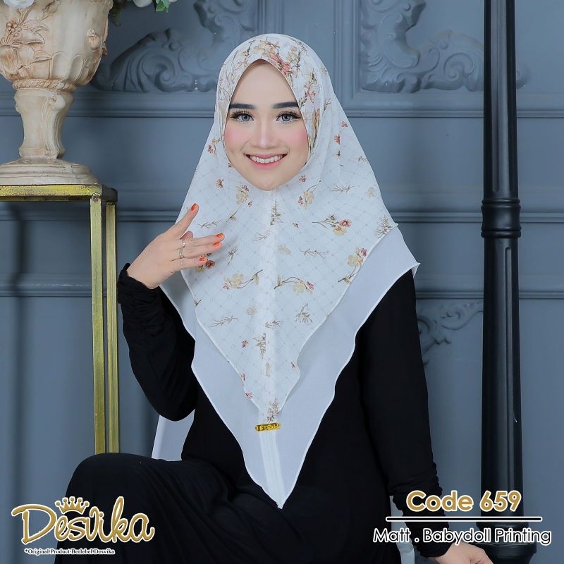DESVIKA 659 KHIMAR 2 LAYER BAHAN CERUTY BABYDOLL MOTIF ORI DESVIKA