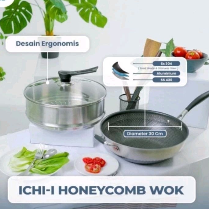 Ichi-I Honeycomb Wok + Steamer