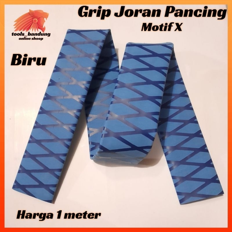 Grip Joran Pancing 1Meter Karet Bakar Motif X Warna Biru