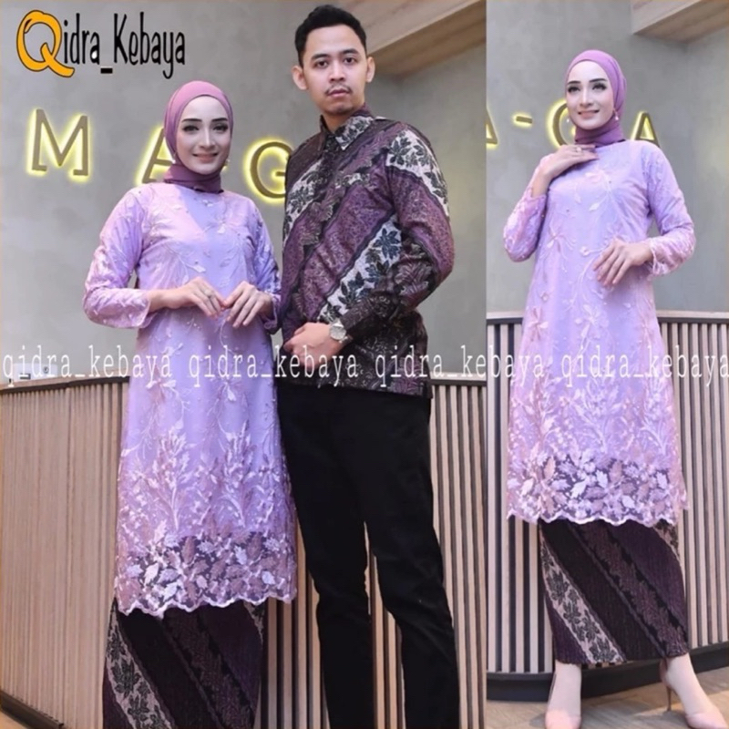 Set Kebaya Couple Kemeja Batik Lengan panjang Pakaian Couple Pesta Stelan Kebaya Couple Kemeja Batik