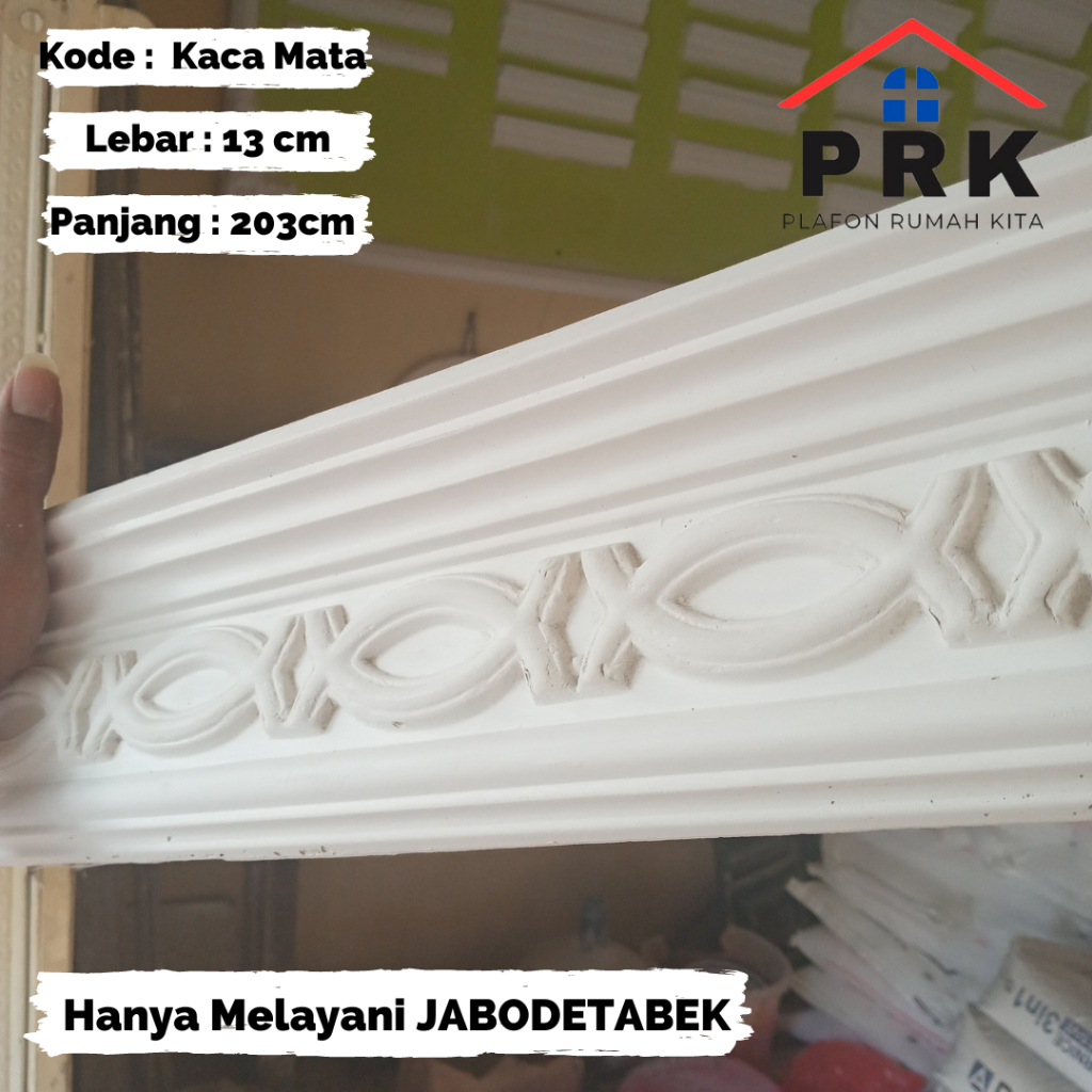 Lis List Gypsum Gipsum Motif Kacamata lebar 13cm Plafon ornament dekoratif untuk Interior Plafond hi