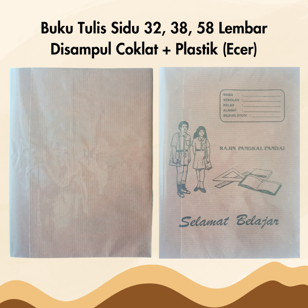 

Buku Tulis Sidu Sinar Dunia Isi 32 38 58 Lembar Sudah Disampul Kertas Coklat dan Plastik Per Pcs Satuan