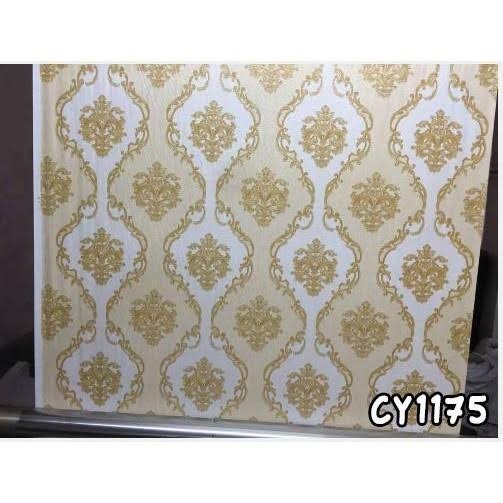 wallpaper sticker dinding motif batik cream putih kode cy1175 sudah ada lem perekatnya