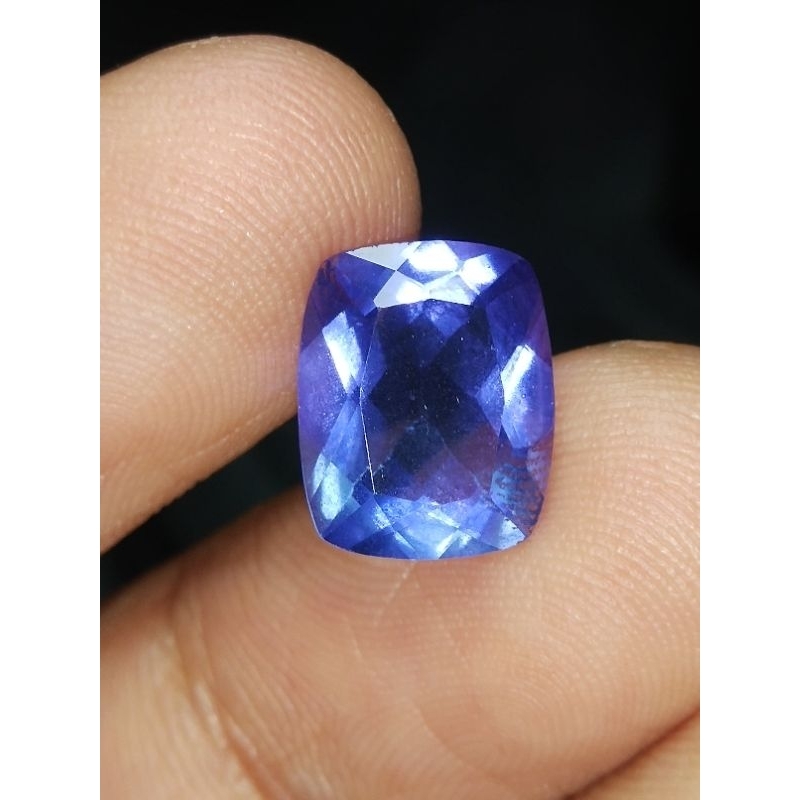Natural Fluorite 11 x 9 x 5 mm 4.15 Ct Color Change Blue Purple Biru Ungu Cushion Cutting Code 1261
