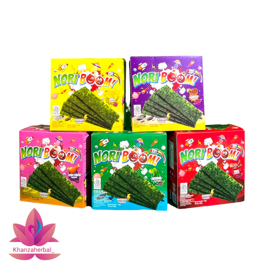 

NORI BOOM! Snack Rumput Laut Panggang 5 Varian Rasa I NORIBOOM Per Box Isi 12 Sachet