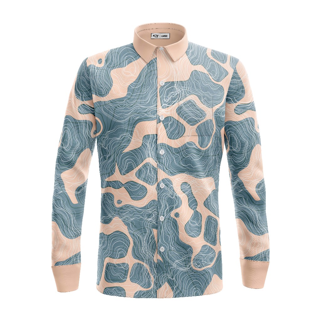 Kemeja Pria Lenagan Panjang - Abstract Stone Island