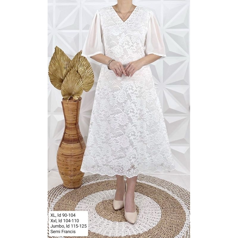Dress Putih/ Brokat Dress Premium/ Dress Putih Brokat