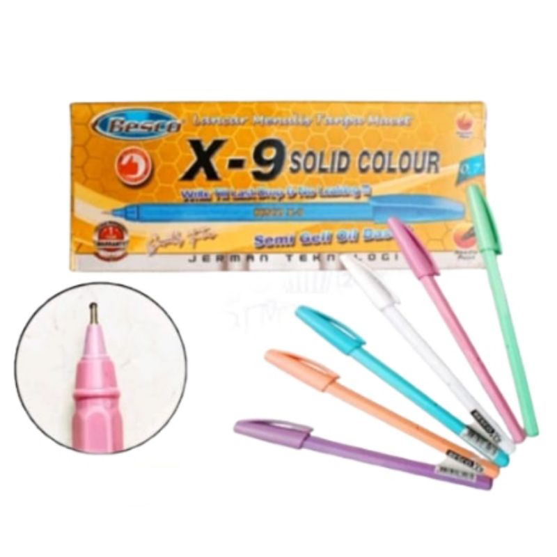 

12 Pcs Pulpen Hitam Besco X-9/Pulpen Murah/Ballpoint Pen/Pulpen Hitam