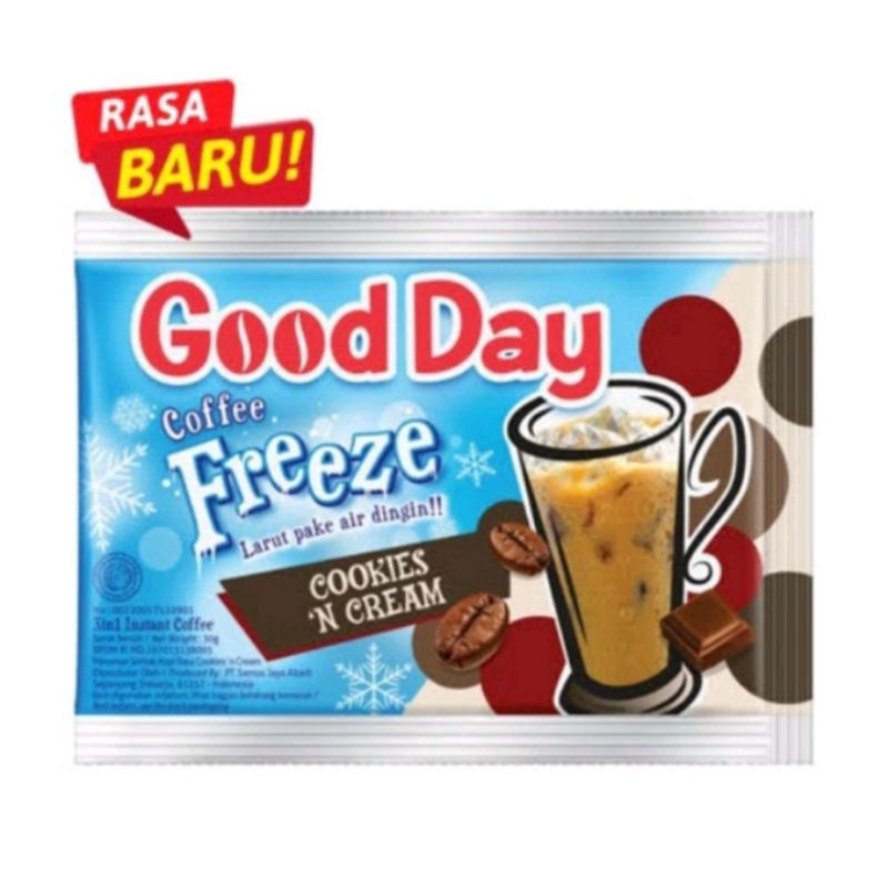

Good Day Freeze Cookies & Cream 1 renceng isi 10 sachet 30g