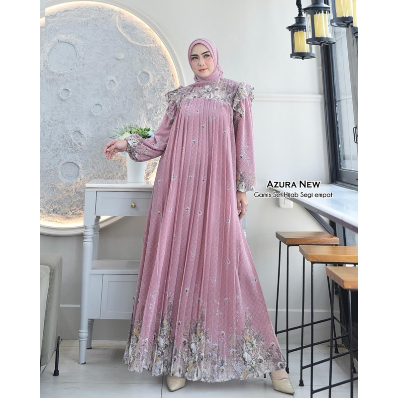 Humaira99 Gamis syari Azura set scraf matt ceruty babydoll printing Gamis syari best seller