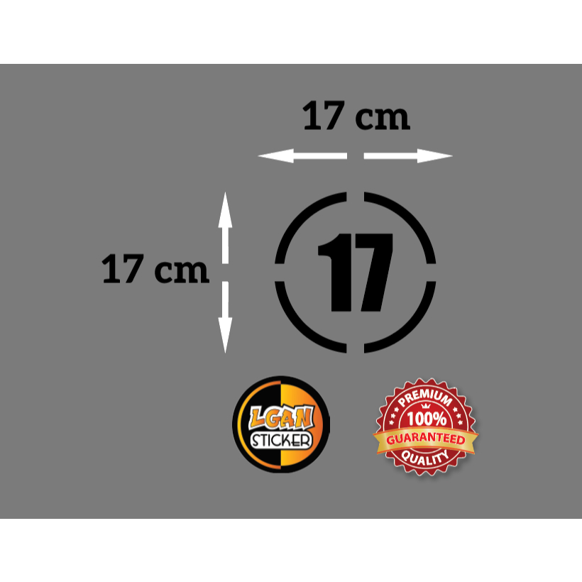 

Stiker Angka Model Bulat Strip Bahan Oracal Ukuran Diameter 17 cm