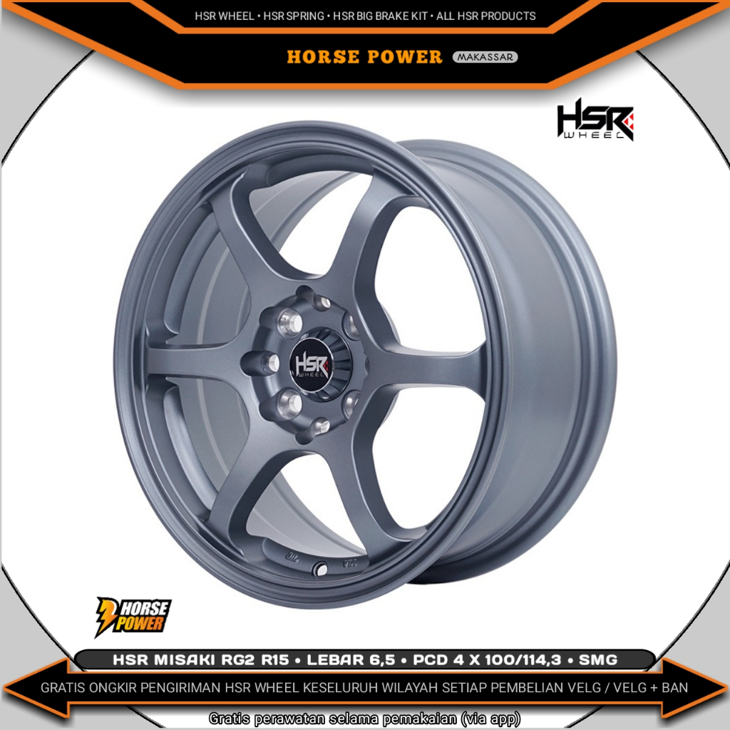 Velg R15 • Mobil 4 Baut Roda • Pcd 4 x 100/114,3 • Hsr Misaki