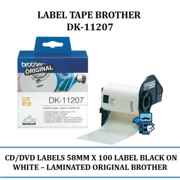 

Brother Tape DK-11207 CD / DVD Labels 58mm x 100 Label Black On White