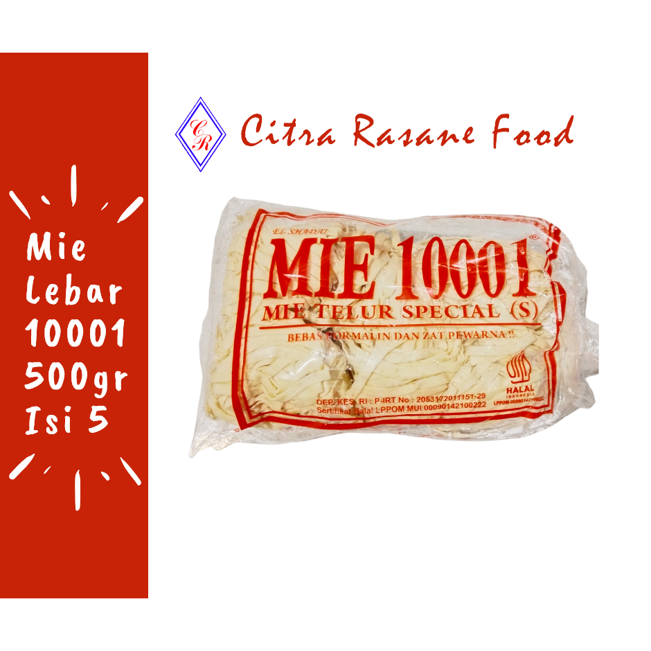 

Mie Lebar 10001 / Mie Telur Special 500gr Isi 5