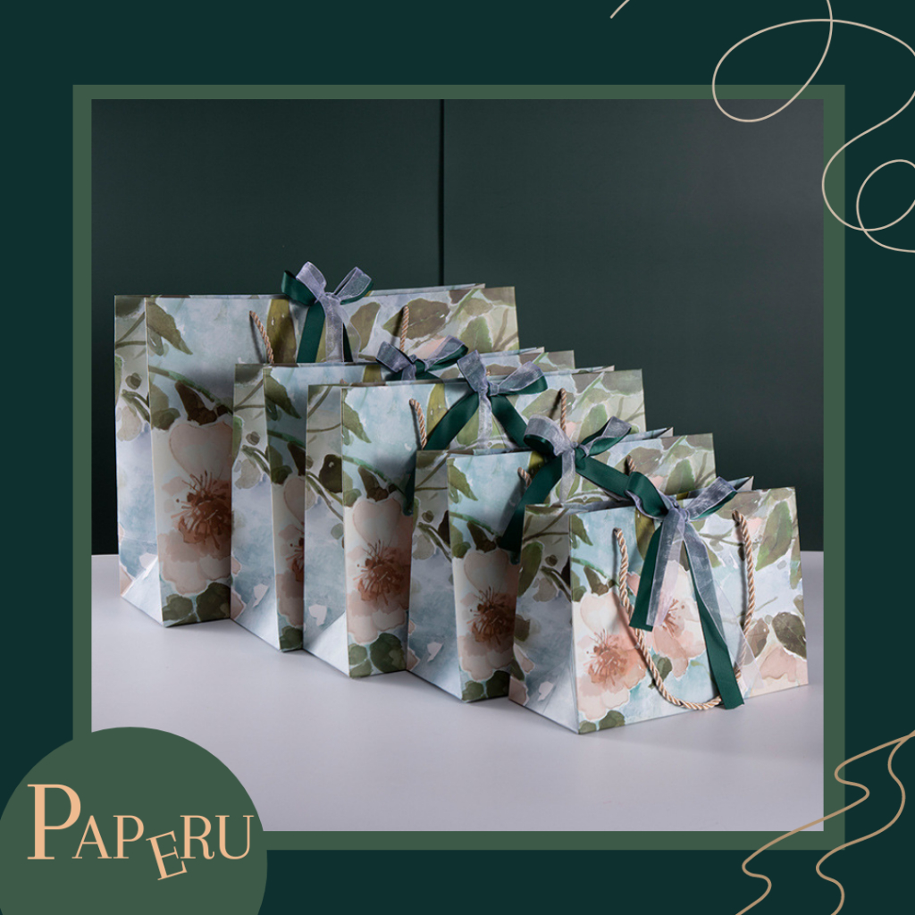 

[Paperu] Tosca Floral Paper Bag Paperbag Luxury Look Goodie Bag Motif Bunga Mawar Kantong
