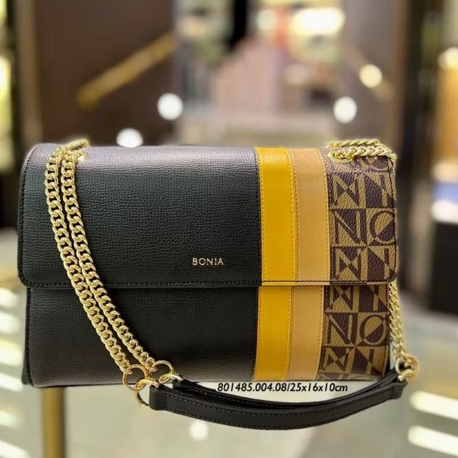 tas bonia original sling shoulder bag rantai hitam les monogram