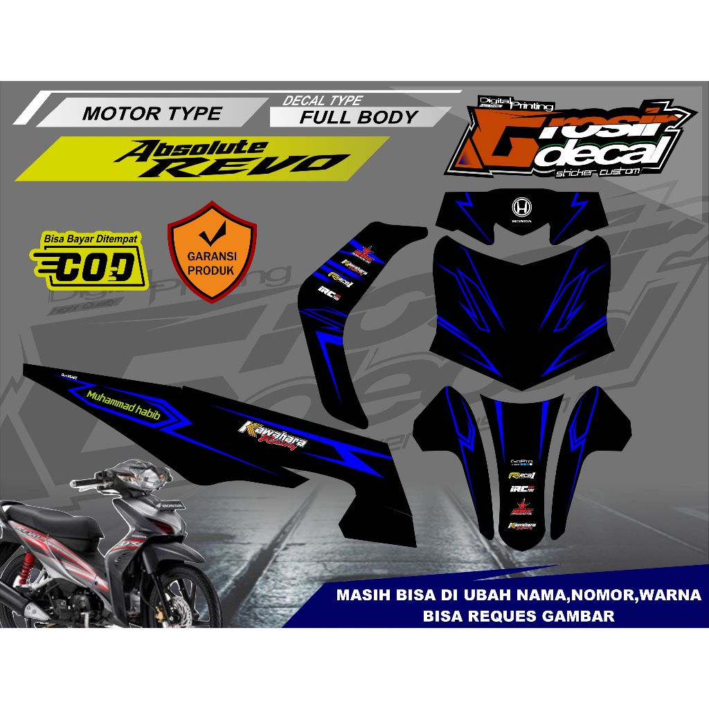 Decal Sticker Honda Absolute Revo 2008 - 2010 Full Body Free Custom